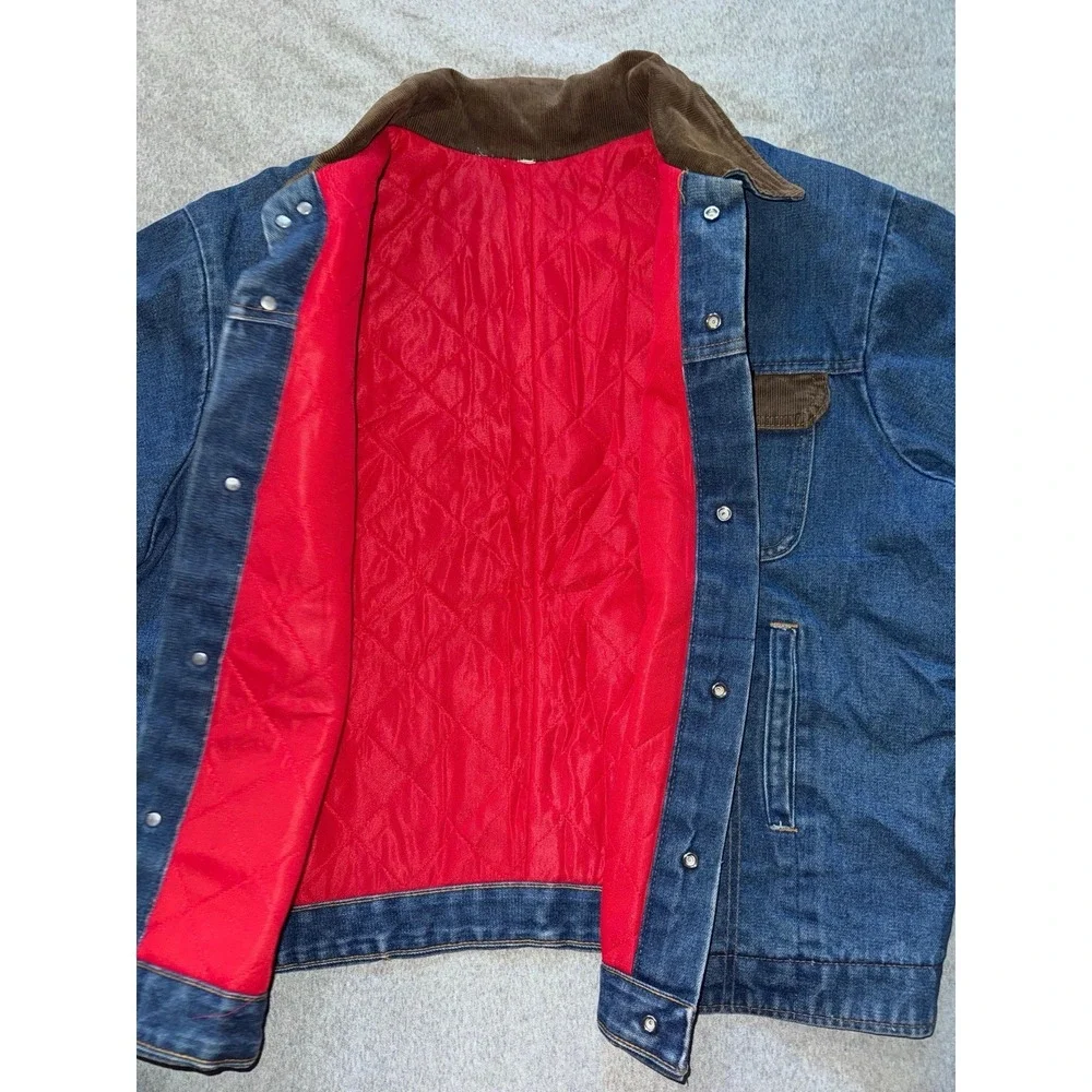 VTG Key Imperial Quilt Lined Denim Chore Trucker Jacket‎ Button Size Large